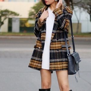 Zara Wool Plaid Blazer Coat